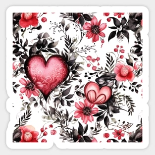 Gothic Valentines Watercolor Pattern #1 Sticker